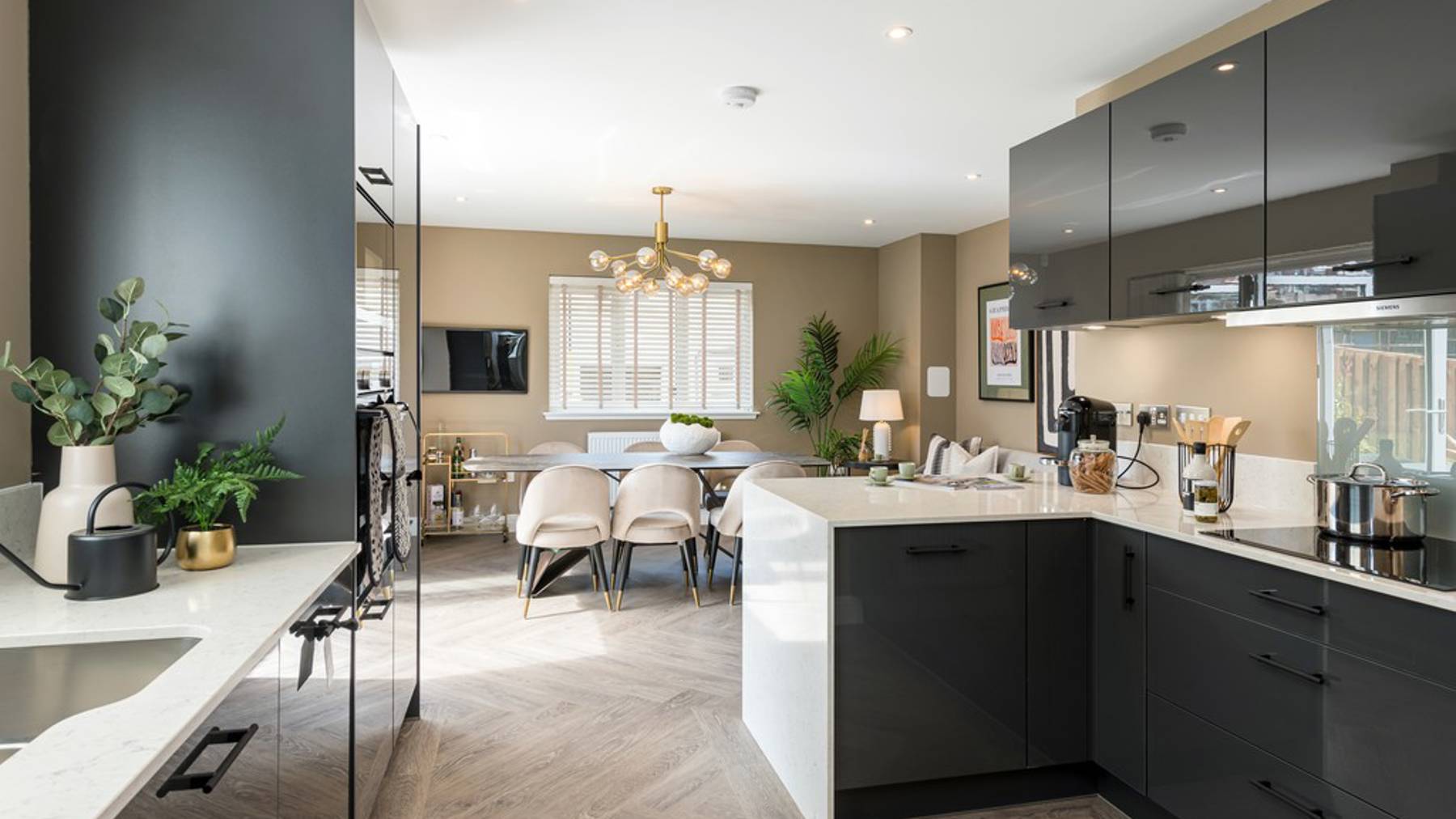 4 bedroom showhome | open plan high spec kitchen and dining area 