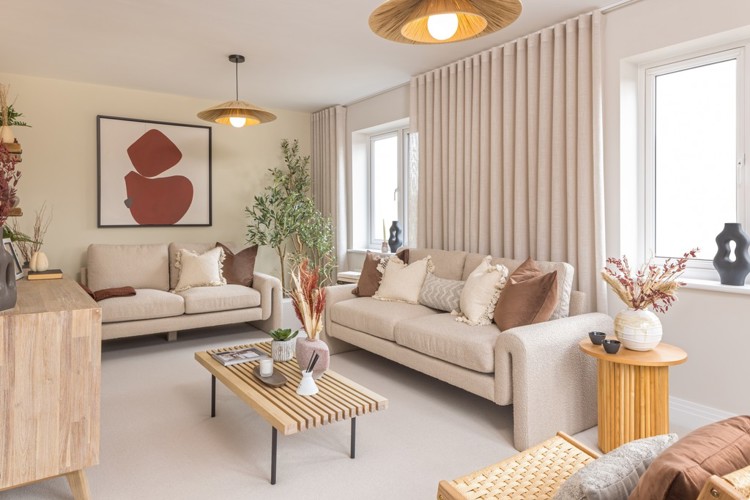 Chestnut house type living room, 3 bedroom house for sale in Bicester