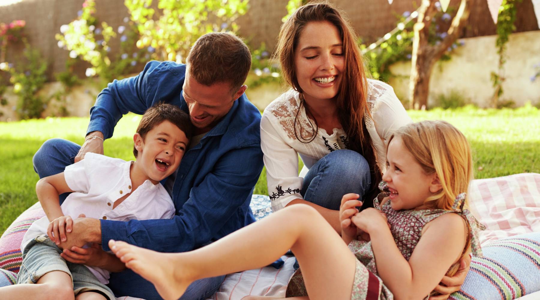 Happy family, outdoors lifestyle image