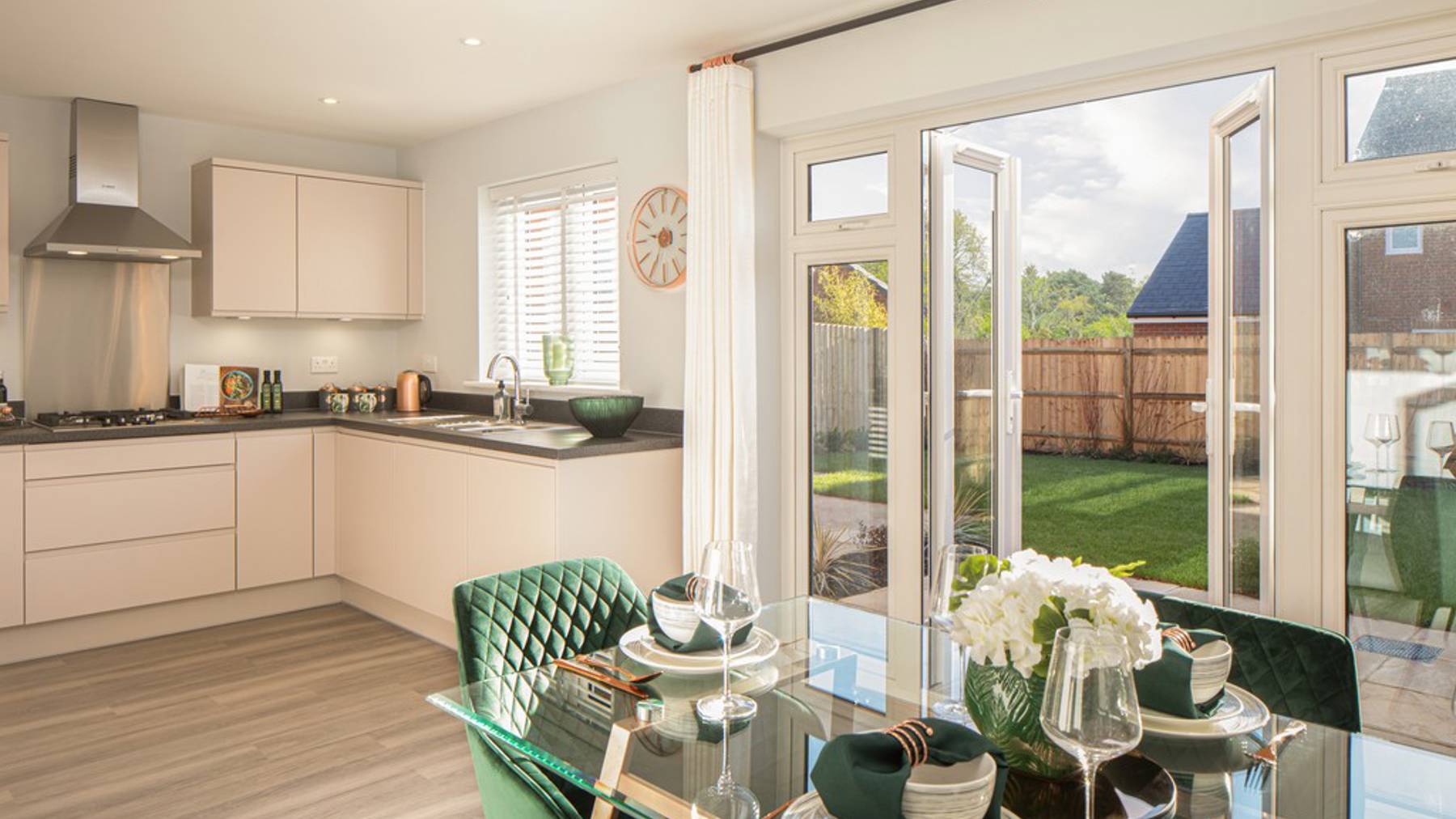 The Himscot_Kitchen/dining with French doors to garden_Ufford Chase, Great Bentley