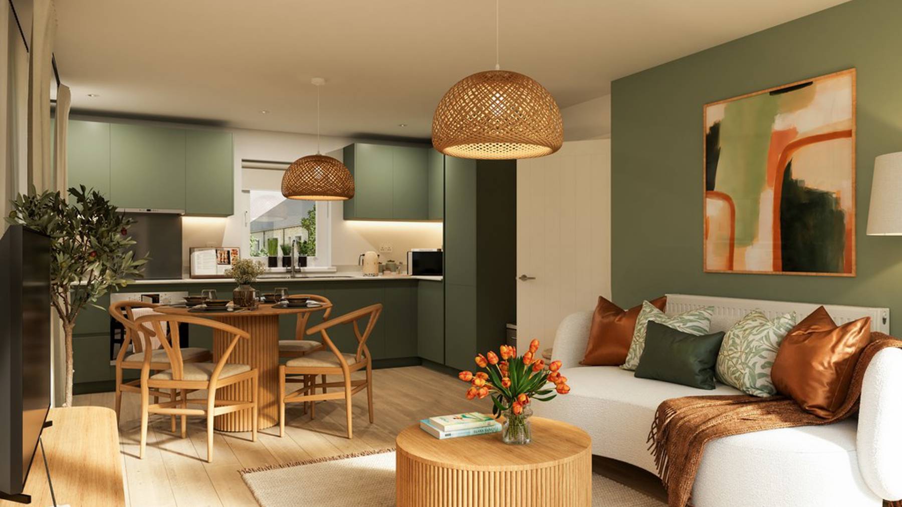 Hale Apartment Kitchen Living Dining CGI Waterbeach, Cambridge