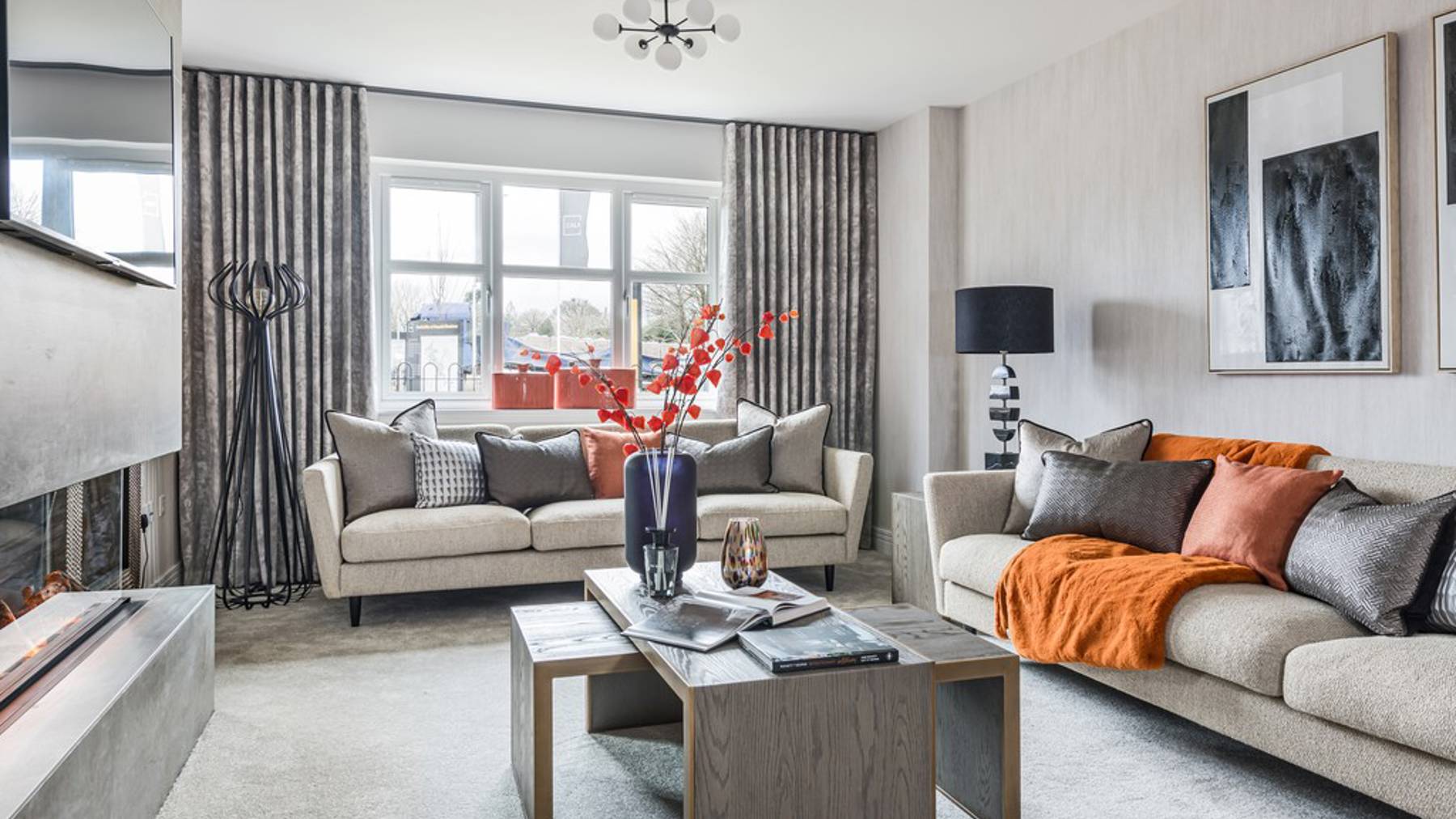 Darroch living room with fireplace 