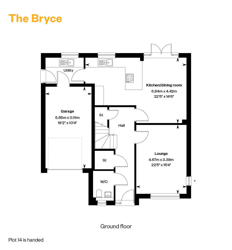 The Bryce house type floorplan, ground floor 