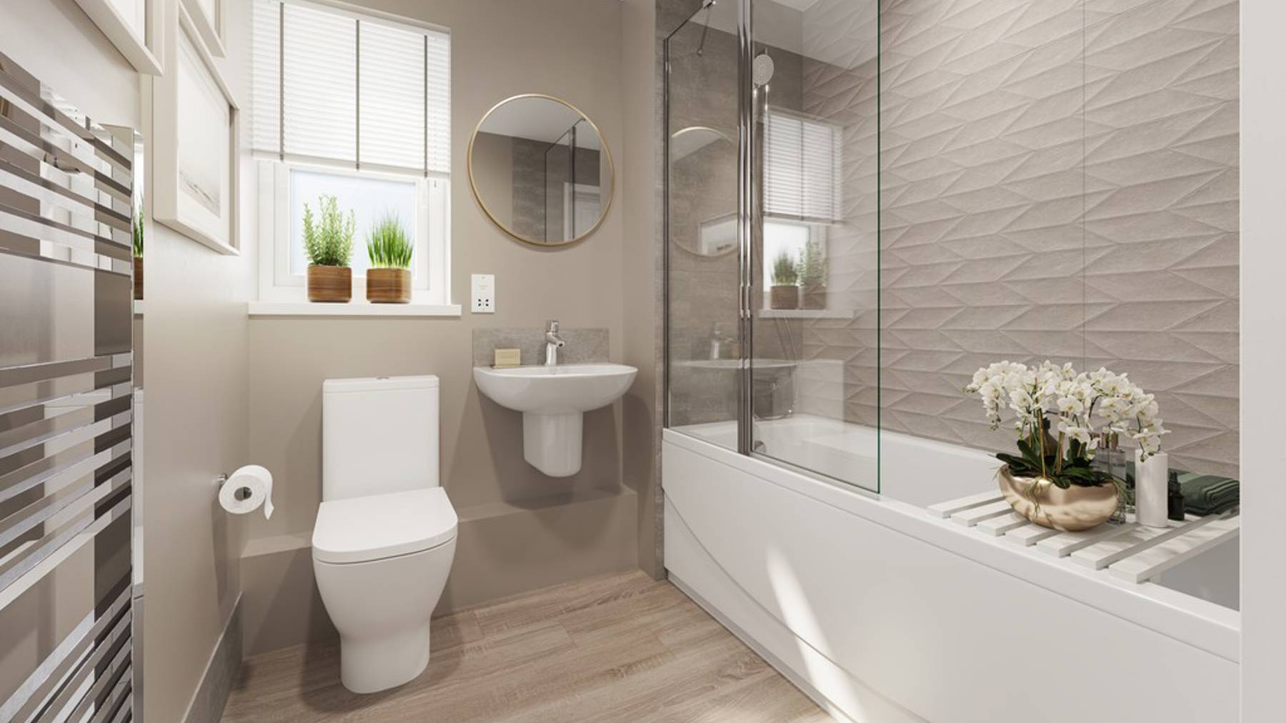 The Guelder Apartment Internal CGI P5,8 Bathroom At Ingatestone Grove, Essex