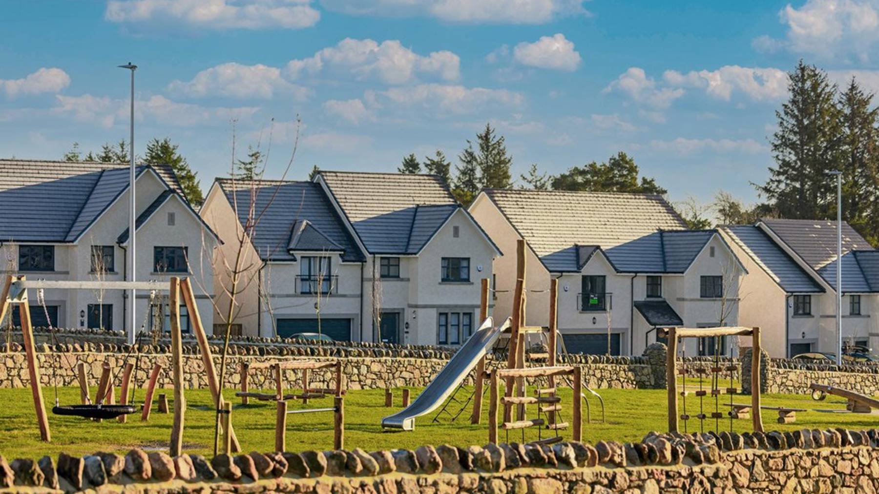 Playpark in front of new homes for sale in Milltimber by Cala 