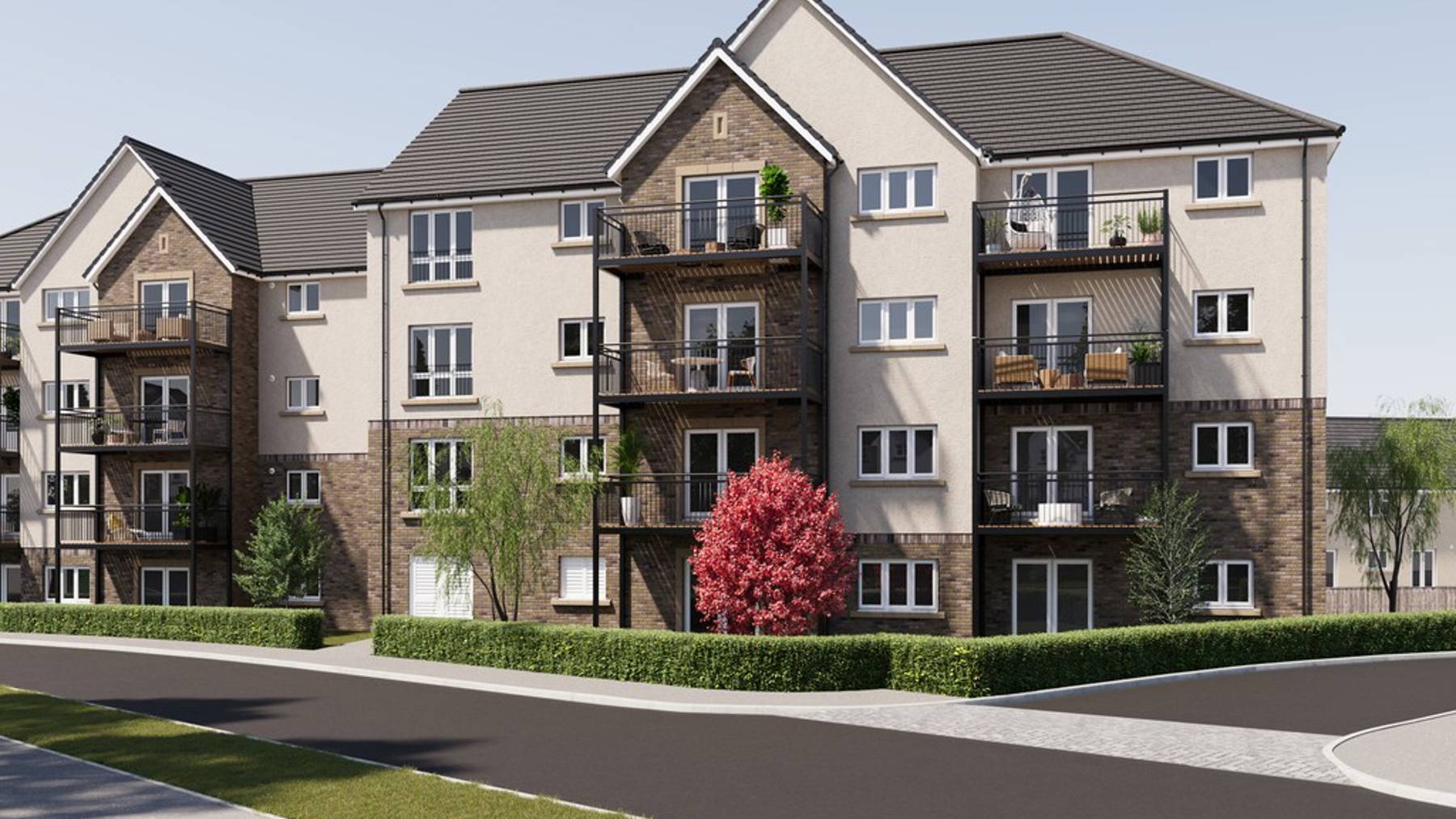 West Craigs street scene | 3 bedroom apartments in West Edinburgh