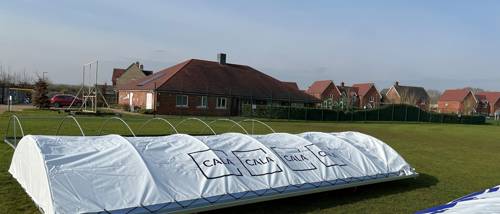 Cricket Pitch Cover for Chesterton and Wendlebury Cricket Cricket Club, Cala at Himley Village, Bicester, Cala Homes, Oxfordshire
