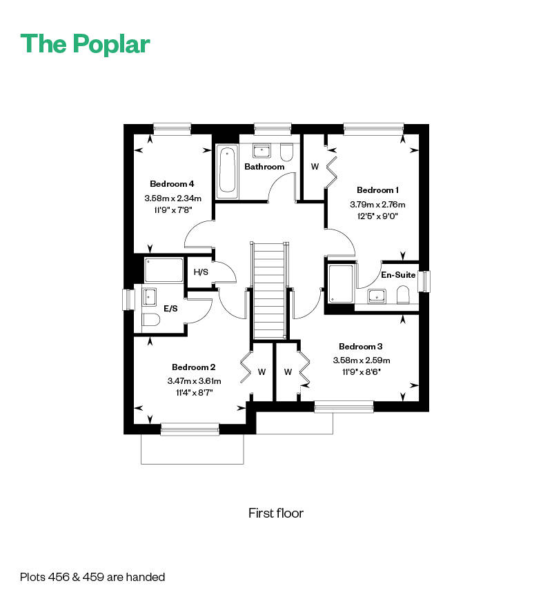 The Poplar floor plans, first floor