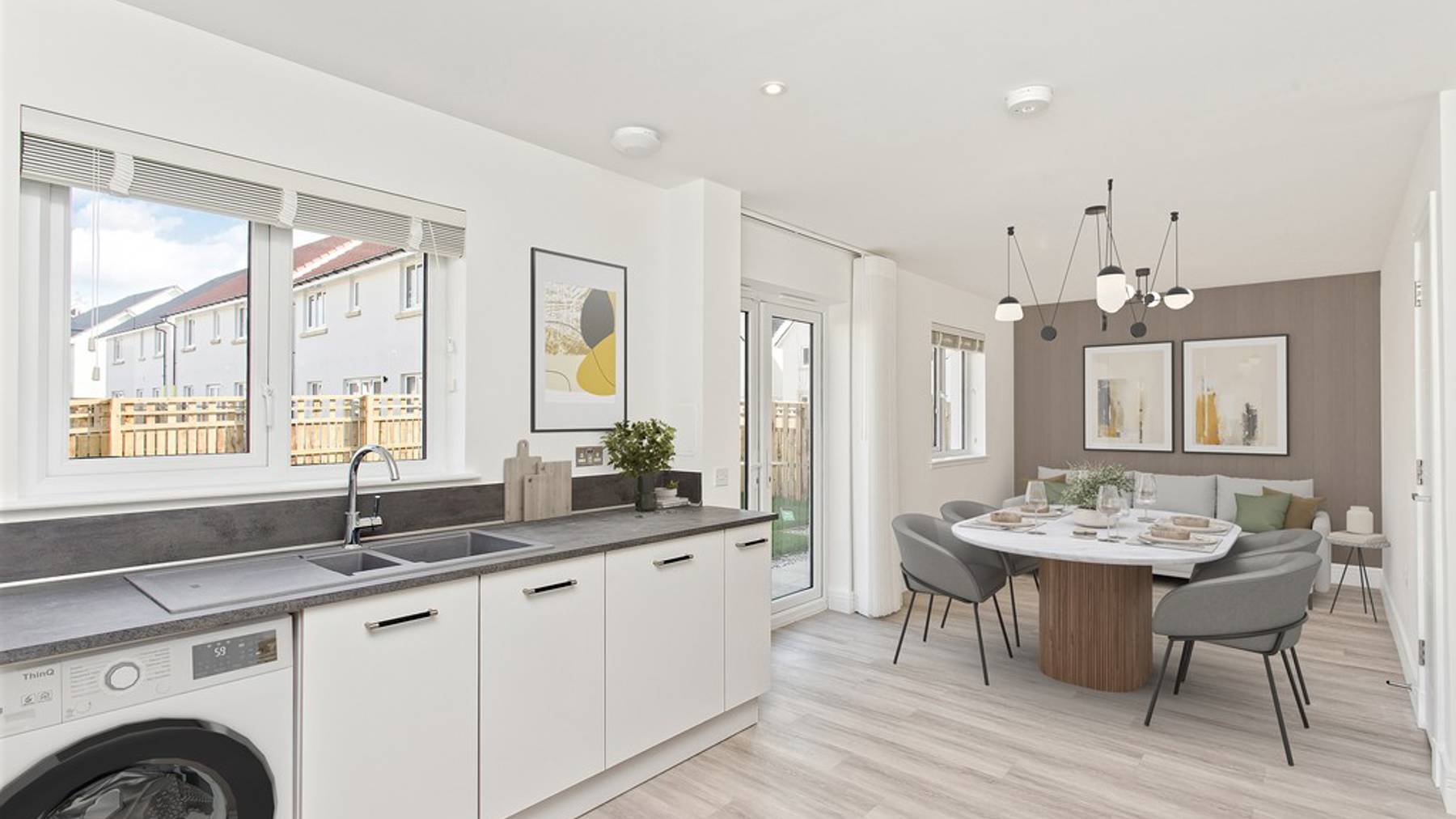 3 bedroom plus study home | virtually staged kitchen and dining area