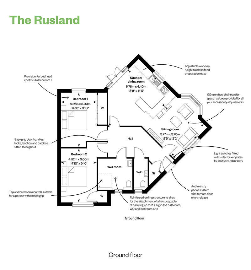 The Rusland Annotated Floor Plan Aylett's Green, Kelvedon