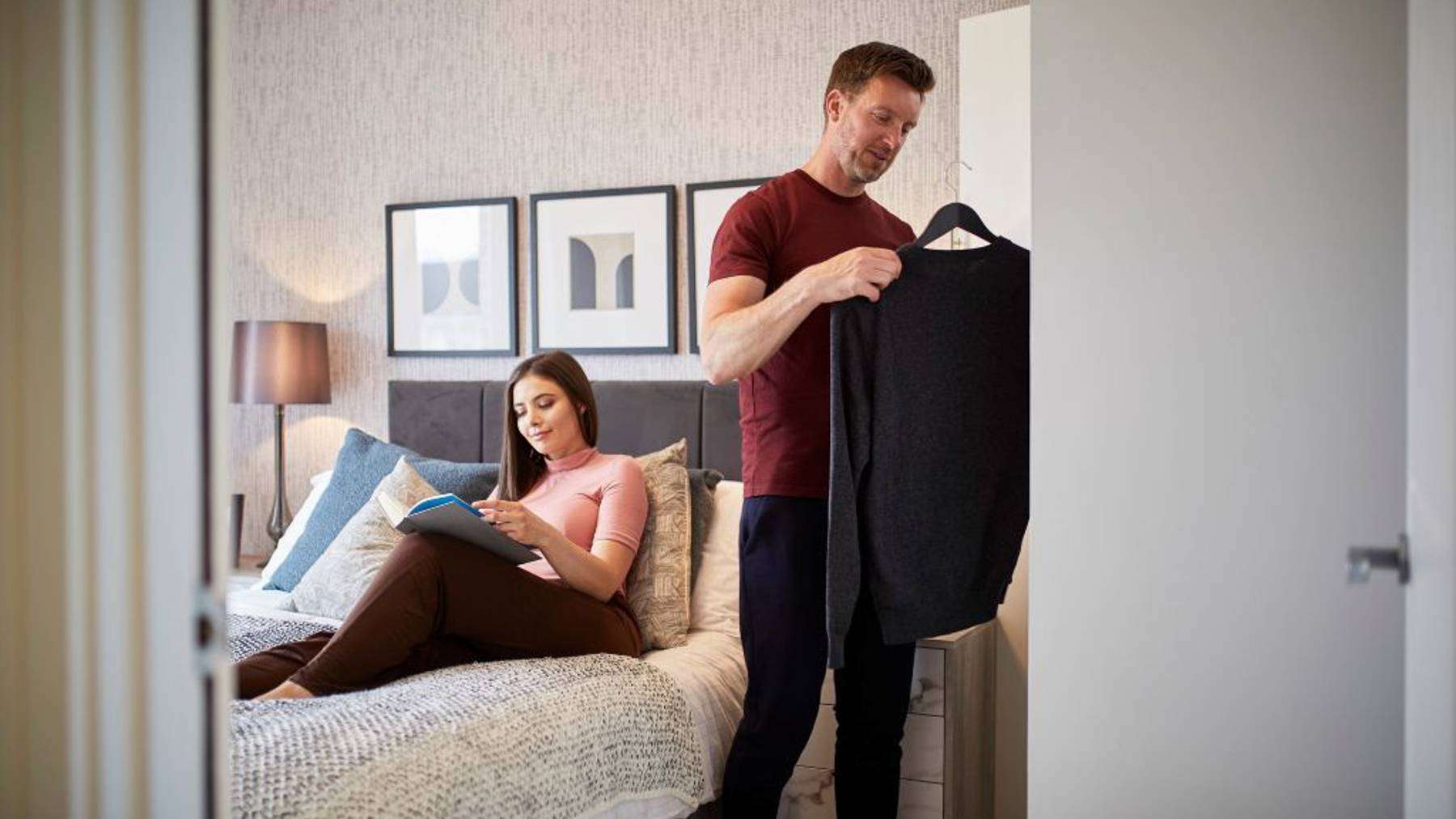 Lifestyle | Couple Smiling in Bedroom