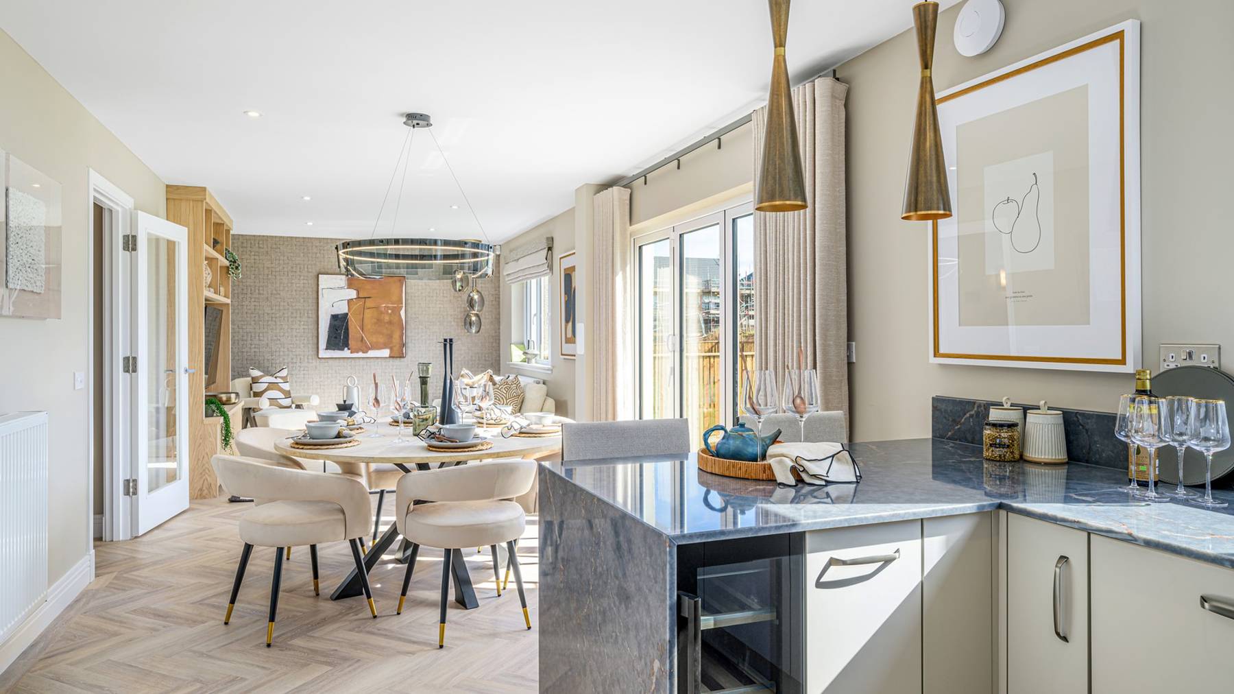 4 bedroom plus study showhome | high spec kitchen & dining area with bi-fold doors to the garden