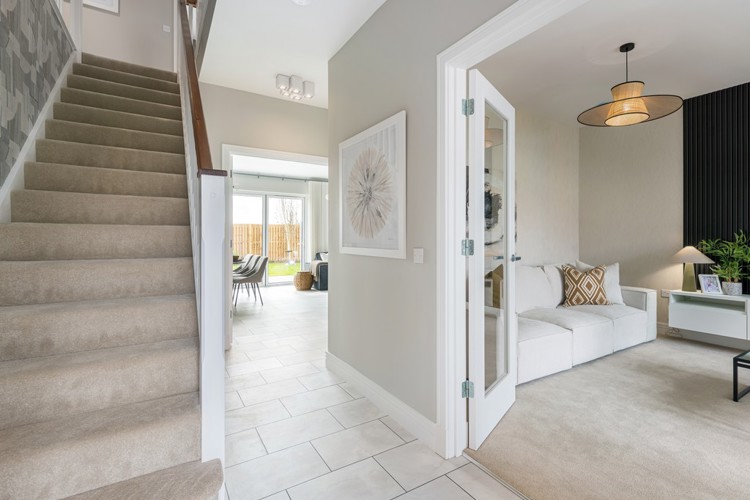 5 bedroom showhome | spacious entrance hallway with cloakroom and access to lounge and kitchen